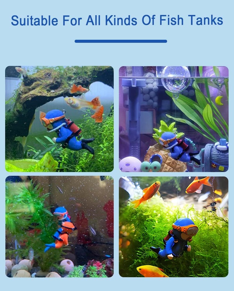 SUPTEC 2-Pack Floating Fish Tank Decorations Little Diver Aquarium Decoration Aquarium Accessories Fish Playmate for Fish Tank Suitable for All Kinds of Fish Tanks Swimming Pool - Image 5